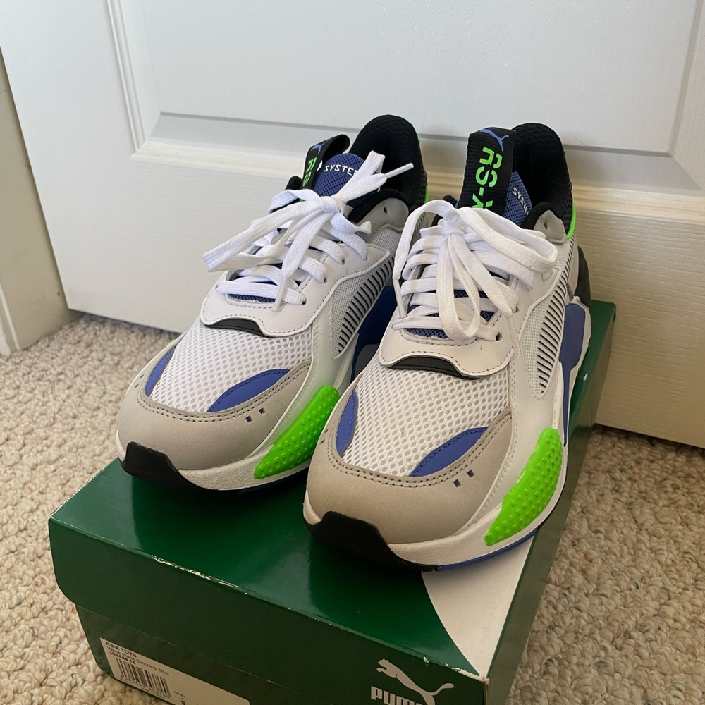 NEW Puma RS-Toys White Blue Sneakers Chunky Athletic Design